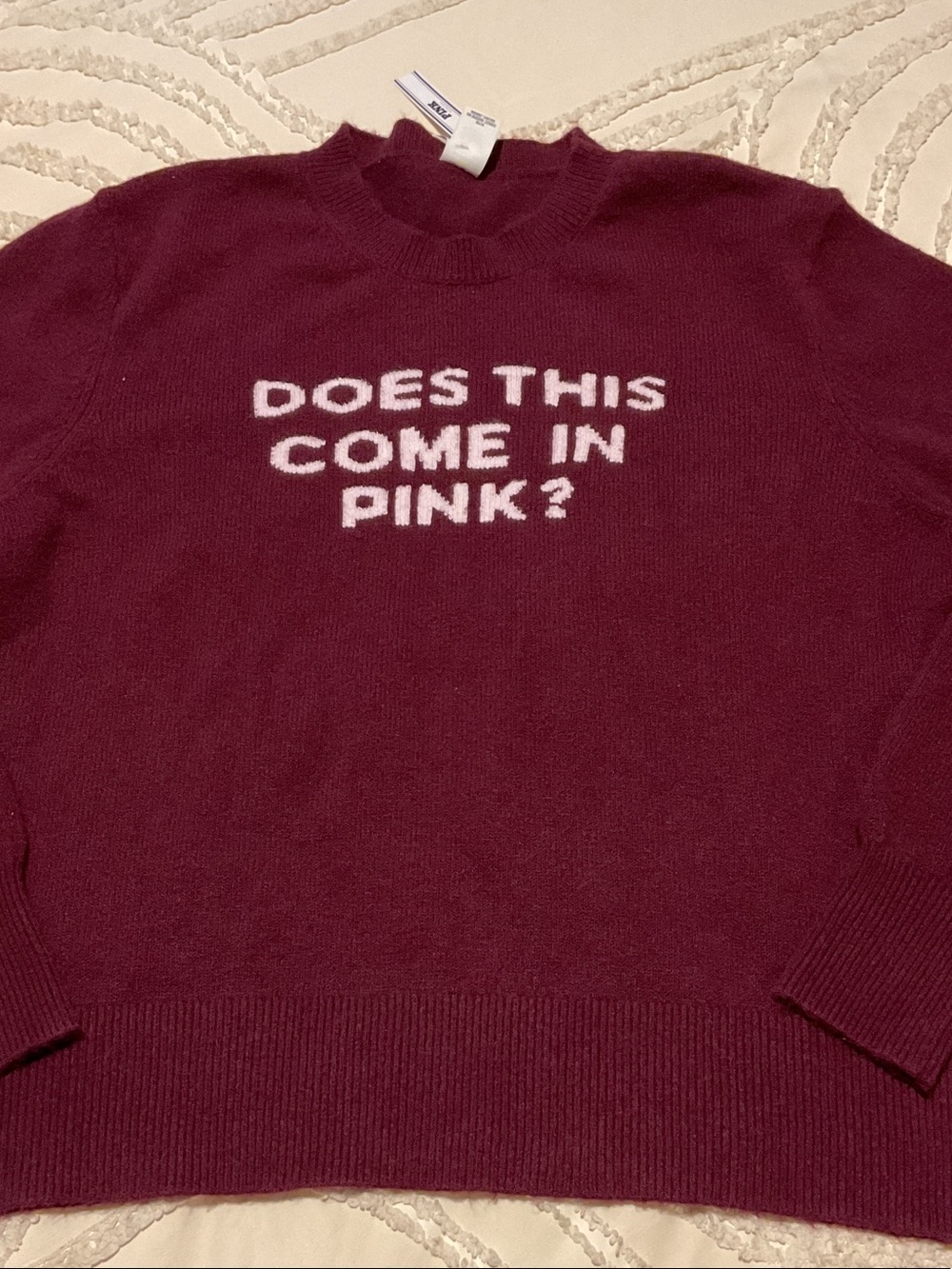 PINK Victoria's Secret Maroon Crewneck Sweater with White Script - Picture 3 of 6